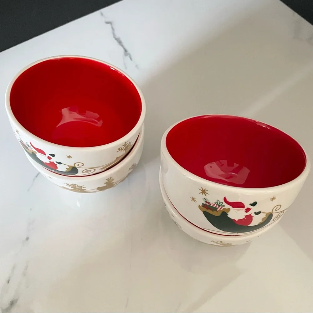 NEW! SET of 4 Christmas Village Appetizer/Dessert Bowls by Coton Colors